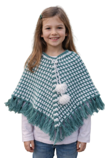 Hand Knitted Woolen Poncho for Girl for winter