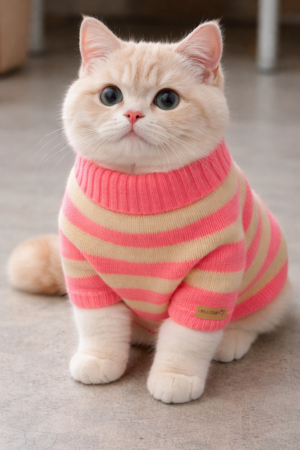 Cat Sweater, Pet Sweater, Warm, Wool,   (Pink and Yellow, Length 14 inch X Width 8 Inch)